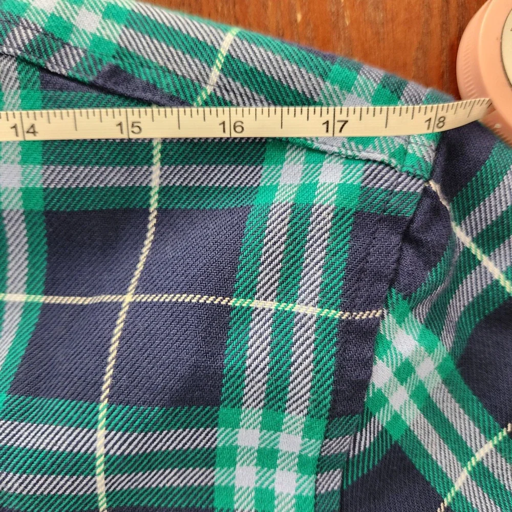 L.L. Bean Lined Flannel plaid Blue & Green Womens‎ XL